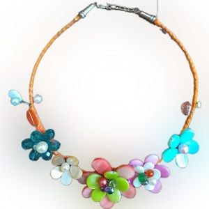 Tropical vibes floral necklace artpiece…made in Turks & Caicos Caribbean